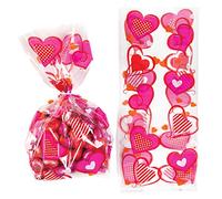 Baker Ross Sac Anniversaire Enfant en Cellophane motif Coeur - Lot de 20, Decoration Anniversaire Enfant (AC672)