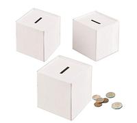 Baker Ross Tirelires en Forme de Cube à décorer (Paquet de 3) - Loisirs créatifs pour Enfants