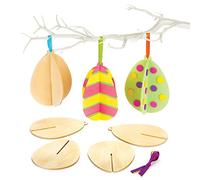 Baker Ross Œufs de Pâques 3D en bois - Parfaits pour les pochettes-surprises spécial Pâques/printemps ou les cadeaux pour enfants (Lot de 6)