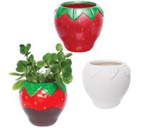 Baker Ross VC121 Pots de Fleurs en céramique Fraise - Lot de 2, Pots de Fleurs à Peindre soi-même