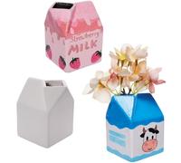 Baker Ross VC122 Vases en céramique Brique de Lait - Lot de 2, vases à Fleurs à Peindre soi-même