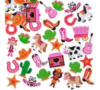 Baker Ross VC128 Autocollants en mousse Cowgirl - Lot de 120, autocollants de bricolage sur le thème des cowgirls western