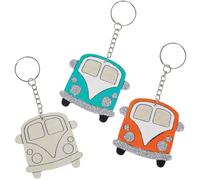 Baker Ross VC155 Porte-clés en bois en forme de camping-car - Lot de 6, porte-clés camping-car à décorer soi-même