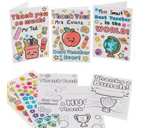 Baker Ross VC183 Kits de cartes de remerciement pour les enseignants - Lot de 6, cartes de remerciement à colorier pour les enseignants