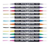 Baker Ross VC206 Stylos marqueurs décoratifs acryliques à double pointe - Lot de 12, stylos à peinture acrylique à double pointe