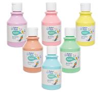 Baker Ross VC242 Pack de peintures acryliques pastel - Lot de 6, Peintures acryliques pastel pour loisirs créatifs