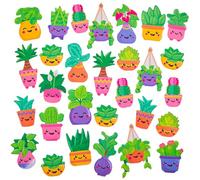 Baker Ross WA111 Autocollants en mousse Plantes en pot - Lot de 120, autocollants en mousse colorés pour cartes et bricolages