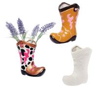 Baker Ross WA112 Vases en céramique en forme de bottes de cow-boy - Lot de 2, vases en céramique amusants à peindre et à décorer