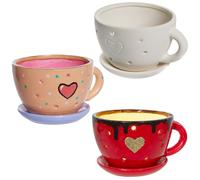 Baker Ross WA118 Bougeoirs en céramique en Forme de Tasse à thé - Lot de 2, bougeoirs en céramique pour décorer et Offrir en Cadeau