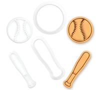 BAKERLOGY Balle & Batte de Softball Mini Emporte-Pièce & Tampon Lot de 2 | Deux motifs de softball pour fêtes d'équipe, anniversaires, tournois, matchs, joueurs, entraîneurs et fins de saison.