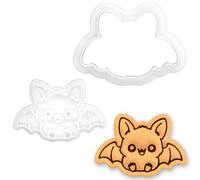 BAKERLOGY Chauve-Souris Chibi Assise Mini emporte-pièce & tampon | Biscuits mignons et effrayants, fête vampire kawaii, automne gothique, nuit hantée, cupcake toppers, Halloween