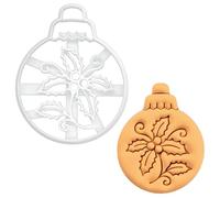 BAKERLOGY Emporte-pièce Boule de Noël en Houx - Conception détaillée d'emporte-pièces pour la pâtisserie et l'artisanat, adaptée au fondant, à la pâte, à l'argile