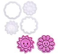 BAKERLOGY Happy Days - Mini Set de 2" Emporte-pièce et Tampon - Marguerite Souriante & Soleil Heureux pour Biscuits de Pâques, Été & Printemps, Cupcakes & Décorations en Fondant