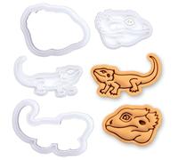 BAKERLOGY Lot de 2 Dragon Barbu Pogona Visage & Corps Mini Emporte-pièces & Tampons - Embosseurs Fondant Lézard pour Biscuits, Cupcakes, Animaux Exotiques, Anniversaire Reptiles & Herpétologie