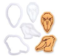 BAKERLOGY Lot de 2 Mini Emporte-pièces & Tampons Bec-en-sabot Frontal & Profil - Embosseurs Fondant Oiseau Rare pour Biscuits, Cupcakes, Ornithologie, Safari Marais & Faune