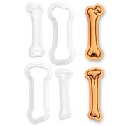BAKERLOGY Lot de 2 Mini Emporte-pièces & Tampons Fémur et Tibia - Embosseurs Fondant Anatomie pour Biscuits, Cupcakes, Chirurgien Orthopédiste, Kinésithérapie, Étudiants Médecine & Halloween