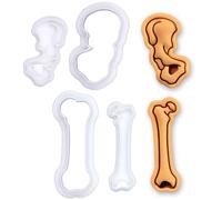 BAKERLOGY Lot de 2 Mini Emporte-pièces & Tampons Os de Hanche et Fémur - Embosseurs Fondant Anatomie du Bassin pour Biscuits, Cupcakes, Chirurgie Orthopédique, Kiné, Étudiants Médecine & Halloween