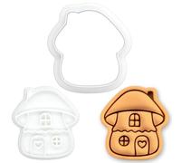 BAKERLOGY Maison Champignon Mini Emporte-pièce & Tampon - Embosseur Fondant Amanite pour Biscuits, Cupcakes, Fête Cottagecore, Anniversaire Forêt, Forêt Enchantée, Jardin de Fées & Pâtisserie Créative