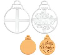 BAKERLOGY Set de 2 Emporte-pièce Boule de Noël - Conception détaillée d'emporte-pièces pour la pâtisserie et l'artisanat, adaptée au fondant, à la pâte, à l'argile