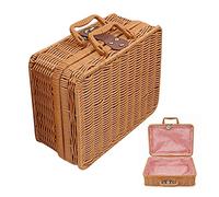 BakerMiche Boîte en Tissés, Main avec Grande Capacité Panier Carré Boîte de Rangement Polyvalente Tissée Panier de Rangement en Osier avec Poignées Rétro en Osier Valise Vintage B 40cm X 30cm X 19cm