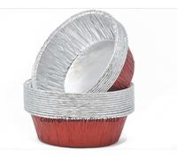 Bakery Direct Lot de 130 moules à tarte ronds en aluminium 5 couleurs Rouge