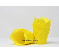 Bakery Direct Lot de 50 caissettes à muffins Motif tulipes Jaune printemps
