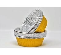 Bakery Direct Lot de 50 moules à tarte ronds en aluminium 4 couleurs Doré/argenté