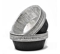 Bakery Direct Lot de 50 moules à tarte ronds en aluminium Noir/argenté