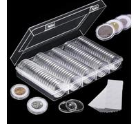 Bakiauli 100 Pièces Rangements pour Pièces de Monnaie, Boîte de Collection de Pièces de Monnaie Transparente avec Joint en Mousse pour Rangement Pieces de Monnaie