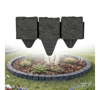 BAKOKI Bordure de pelouse aspect granit 1,8 m anthracite - Pavés en plastique - 10 x 10 x 10 cm - Bordure de parterre - Clôture de jardin - Bordure de parterre de fleurs - Résistant aux intempéries