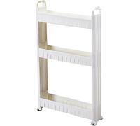 BAKUGO Chariot De Rangement À roulettes Mince 3 Niveaux, Organisateur D'étagères Mobile pour Bureau De Buanderie De Salle De Bain De Cuisine, Plastique, Blanc, Largeur 10cm
