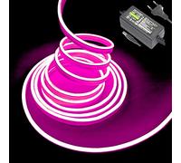 Balabaxer Barre lumineuse LED néon, 5 m 12 V DC 600 SMD2835 LED étanche pour décoration intérieure et extérieure (avec adaptateur secteur) (5M, pink)