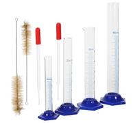 Balacoo 1ensemble Jeu de Cylindres Gradués Plastique et Verre avec Brosses et Pipette pour Laboratoires Scientifiques