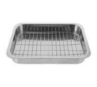 Balacoo 1ensemble Plateau de Four Rectangulaire Inox avec Plaque Chauffante Polyvalente pour Pâtisserie Cuisson et Service Cuisine