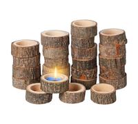 Balacoo 24 Pièces Porte-Bougies Chauffe-Plat en Bois, Chandeliers en Bois, pour Décoration Intérieure, Centre de Table de Mariage et Fêtes, Photophore Rustique