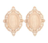 Balacoo 2pcs Ornement Bois Sculpté Décoratif en Bois Massif Beige pour Meubles et Miroirs, Applique Classique et Polyvalente pour Décoration Intérieure