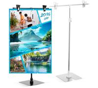 Balacoo 2pièces Support Affiche Réglable Acier Inoxydable et Aluminium Base Stable Antichute Porte Menu Publicitaire pour Comptoir et Affichage Polyvalent