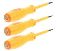 Balacoo 3 Pièces Tournevis Testeur D'électricité Testeur de Tension 100-500v Jaune Cuivre Plastique, Démontage et Serrage de Vis, pour Électriciens et Test Électrique