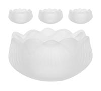 Balacoo 4 Pièces Bougeoir Lotus en Verre Blanc pour Bougies Chauffe-Plat et Lampes à Beurre, Design Symbolique de Fleur de Lotus, Élégant pour Prière et Décoration Maison