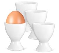 Balacoo 4 Pièces Coquetiers Design Élégant et Moderne pour Œufs Durs en Céramique Blanche Facile à Nettoyer, Petit-déjeuner ou Recevoir des Invités