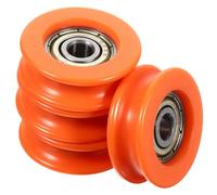 Balacoo 4 Pièces Roulette de Guidage à Gorge en Pom, Roue en U Orange | Poulie Coulissante pour Portes et Volets, Roulement Fluide, Usage Maintenance, Tiroirs et Baies