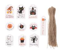 Balacoo 50 Ensembles Étiquette Décorative D'halloween en Carton pour Paquet Présent, Ornement Effrayant Classique, Pratique et Décoratif, pour Fête D'halloween ou Cimetière
