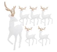 Balacoo 6 Pièces Figurine de Renne de Noël Blanche en Plastique, | Décor de Fêtes, Style Adorable et Joyeux, Détails Soignés, Touche Décorative pour Bureau et Intérieur