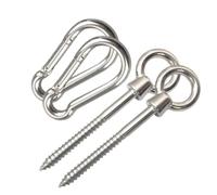 Balacoo Argenté Kit Suspendre 4 Pièces en Acier Inoxydable pour Hamac | Crochets à Œillet, Mousquetons Robustes, Anti Rouille, Installation Simple, pour Hamac Jungle et Chaise Suspendue