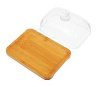 Balacoo Beurrier Rectangulaire avec Couvercle en Verre en Acacia Naturel Plateau de Service Multifonction Beurrier Individuel Hermétique pour Beurre , Fromage et Desserts Cuisine