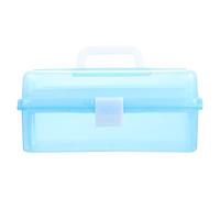Balacoo Boîte à Outils Portable Conteneur de Stockage en Plastique Bleu, Compacte et Légère Trois Couches pour Peinture, Blocs et Accessoires D'garçon et Filles