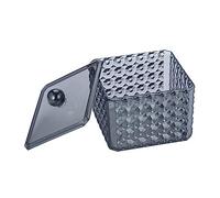 Balacoo Boîte de Rangement Coton Tige et Carrée Acrylique Transparent Noir avec Motif Diamant Compacte et pour Salle de Bain et Bureau