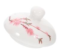Balacoo Couvercle de Théière Conserve la Chaleur en Céramique Blanc Conception Épaisse, Facile à Utiliser Style Délicat de Fleur de Pêcher pour Petite Théière