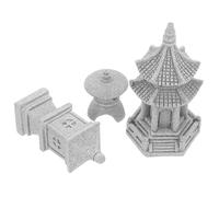 Balacoo Ensemble de 3 Maquettes de Pavillon Décoratif en Résine Minérale pour Jardin Zen, Décoration Extérieure Charmante et Miniature Adaptée aux Petits Jardins
