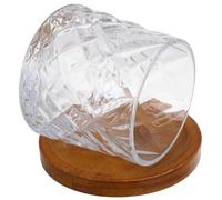 Balacoo Ensemble de Verres à Whisky Antichute Rotatifs 280ml en Verre avec Base en Bois, Style Classique pour Dégustation et Moments Conviviaux